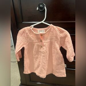 GUC Rabbit + Bear Organic Cotton Dress peach Sz Baby Girls 6-9 Months
